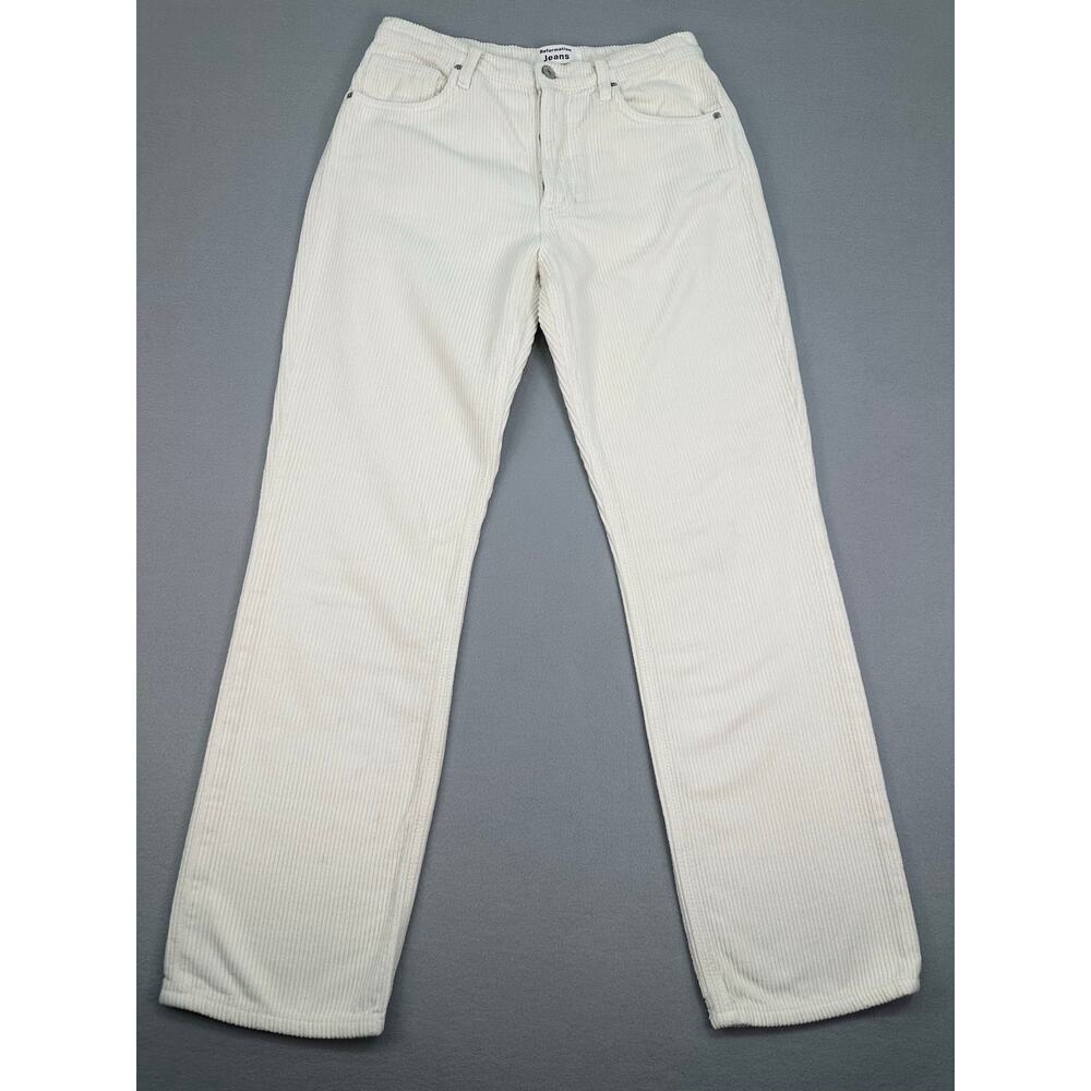 Reformation Rowan High Rise Relaxed Corduroy Pants Ivory White 100% Cotton (26) - Picture 4 of 12